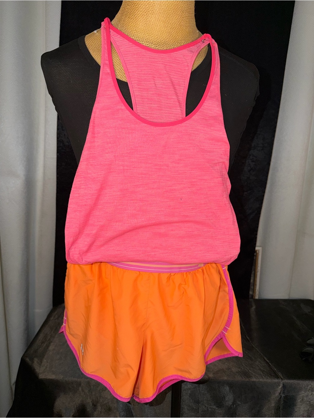 lululemon athletica Pink Tank with Orange Running Shorts
